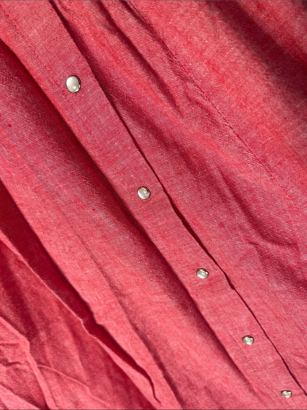 Brand Red Ruffled A-Line Midi Skirt with Lace Trim western - Picture 9 of 16